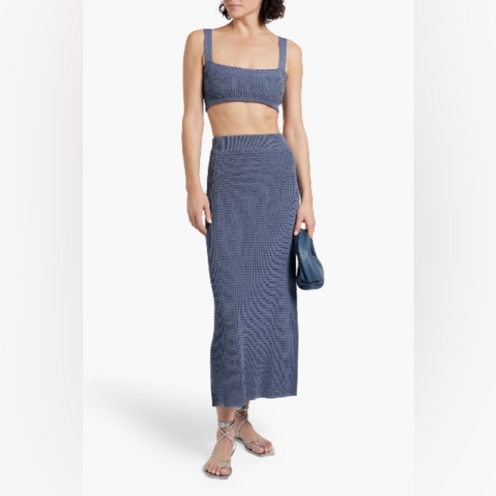 Lou Lou Studio long blue crochet skirt NWT small